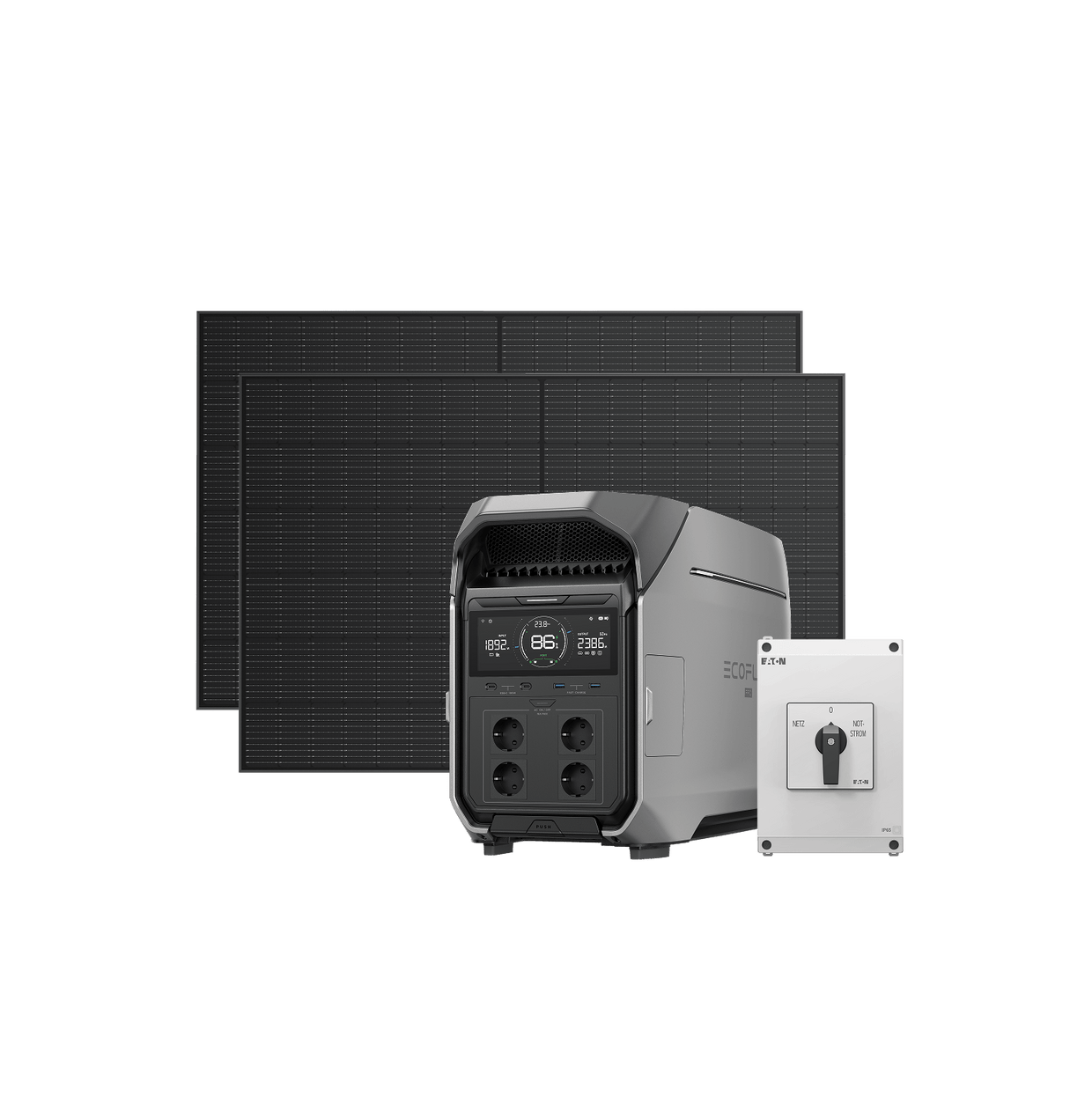EcoFlow DELTA Pro 3 Heimbatteriesystem DELTA Pro 3 + Manueller Umschalter / 400 W Starres Solarpanel × 2 / Inkl. MwSt.