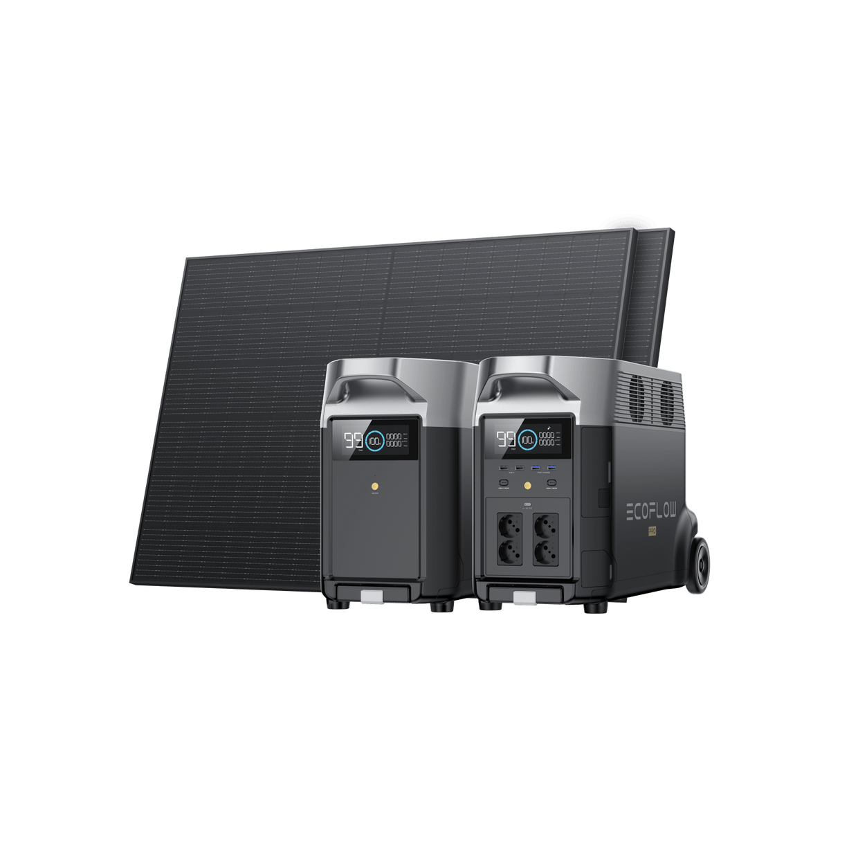 EcoFlow DELTA Pro Solargenerator (Starrer PV400W) DELTA Pro mit Zusatzakku + 2 x 400W Starres Solarpanel / PowerStream 800 W mit Batteriekabel / 0 % MwSt. (Nur Deutschland)