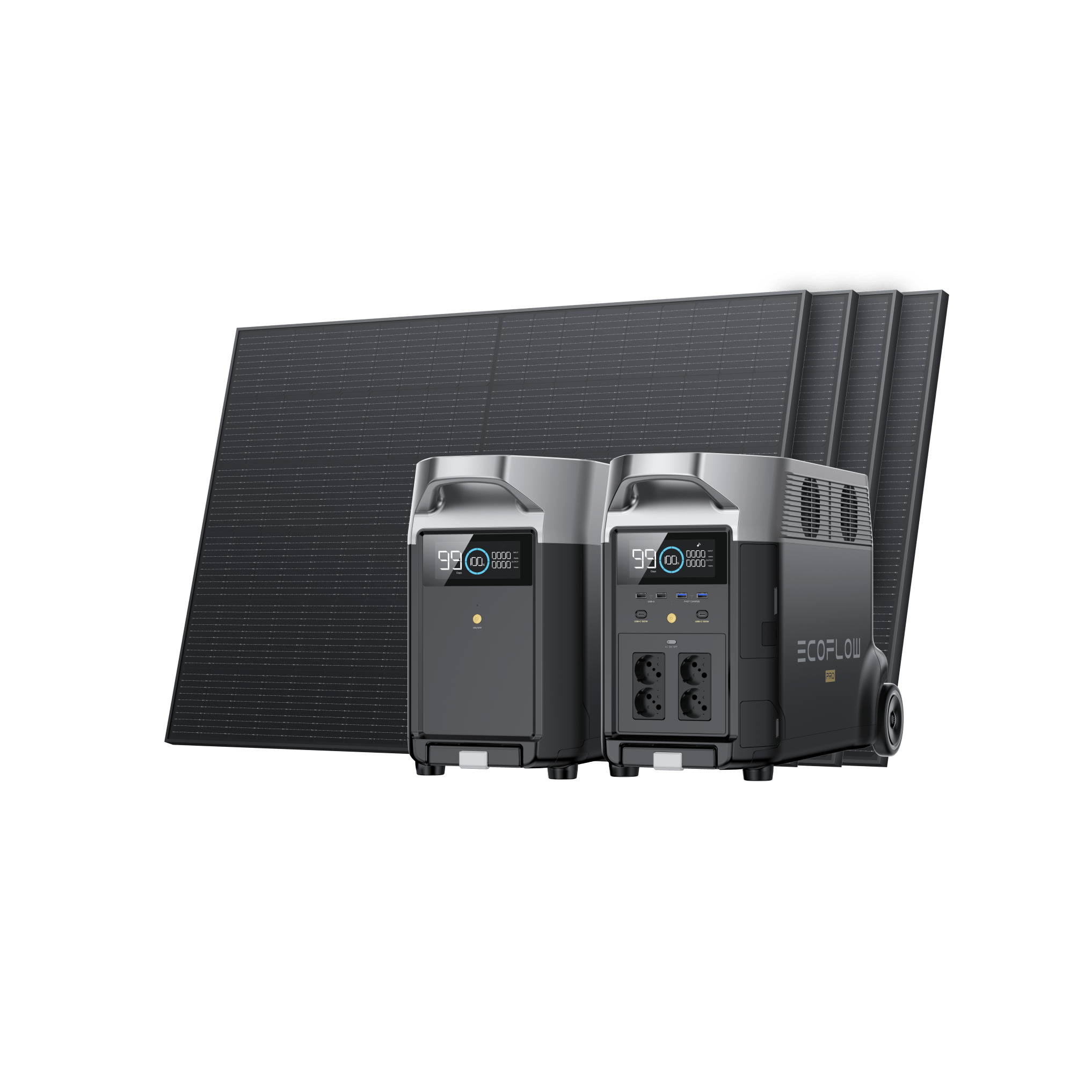 EcoFlow DELTA Pro Solargenerator (Starrer PV400W) DELTA Pro mit Zusatzakku + 4 x 400W Starres Solarpanel / PowerStream 800 W mit Batteriekabel / 0 % MwSt. (Nur Deutschland)