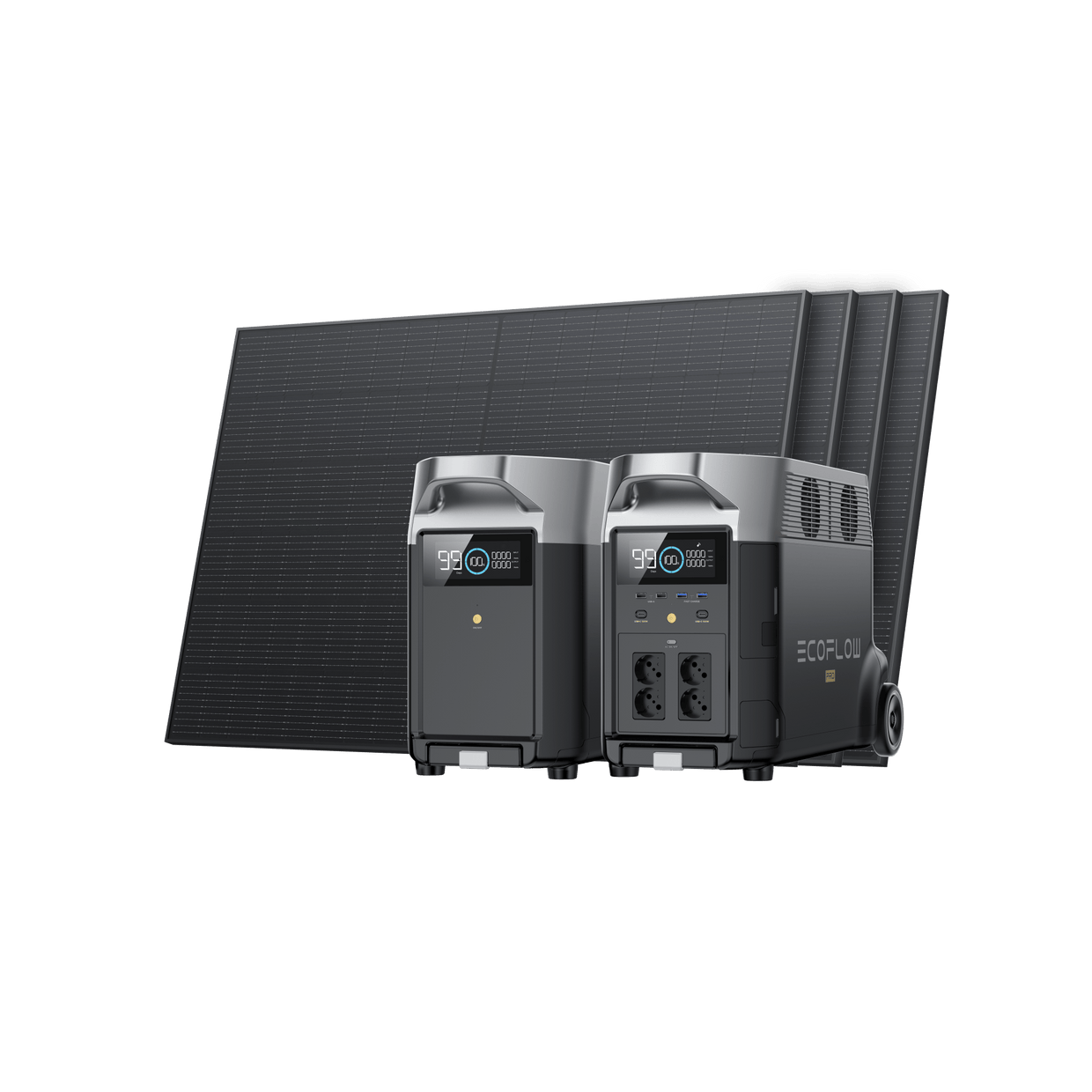 EcoFlow DELTA Pro Solargenerator (Starrer PV400W) DELTA Pro mit Zusatzakku + 4 x 400W Starres Solarpanel / PowerStream 800 W mit Batteriekabel / 0 % MwSt. (Nur Deutschland)