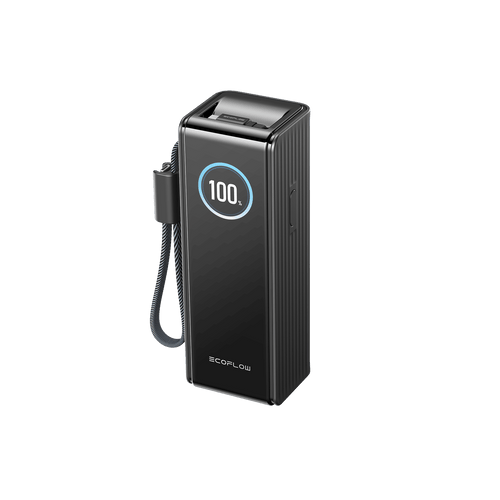EcoFlow RAPID Powerbank (25 000mAh, 170W, Integrierte + Einziehbare 100W Kabel) Black