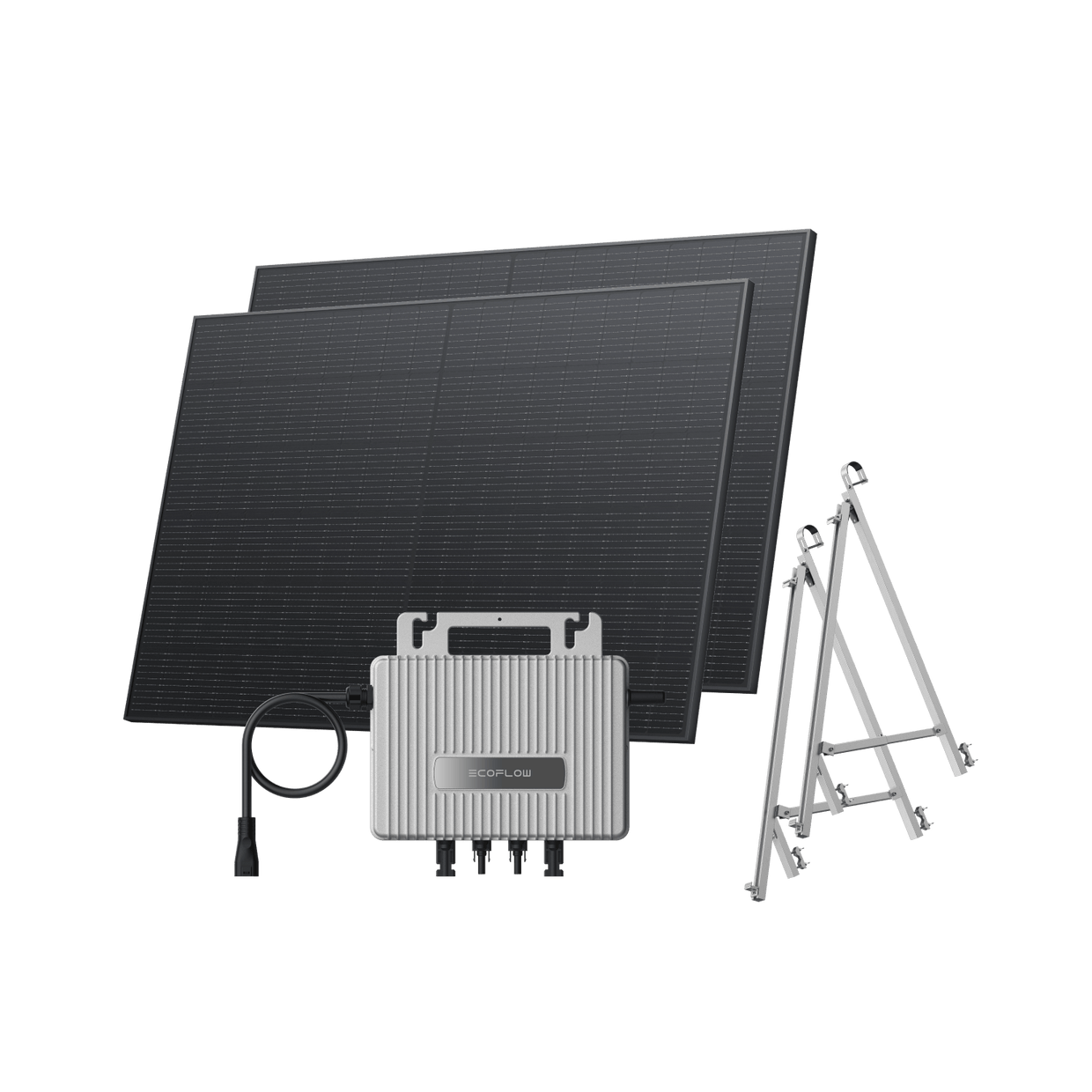 EcoFlow STREAM Balcony Kit Glass Balcony / (800Wp) 2 × 400W Rigid Solar Panel + STREAM Microinverter / Bracket: Semi-enclosed Balcony