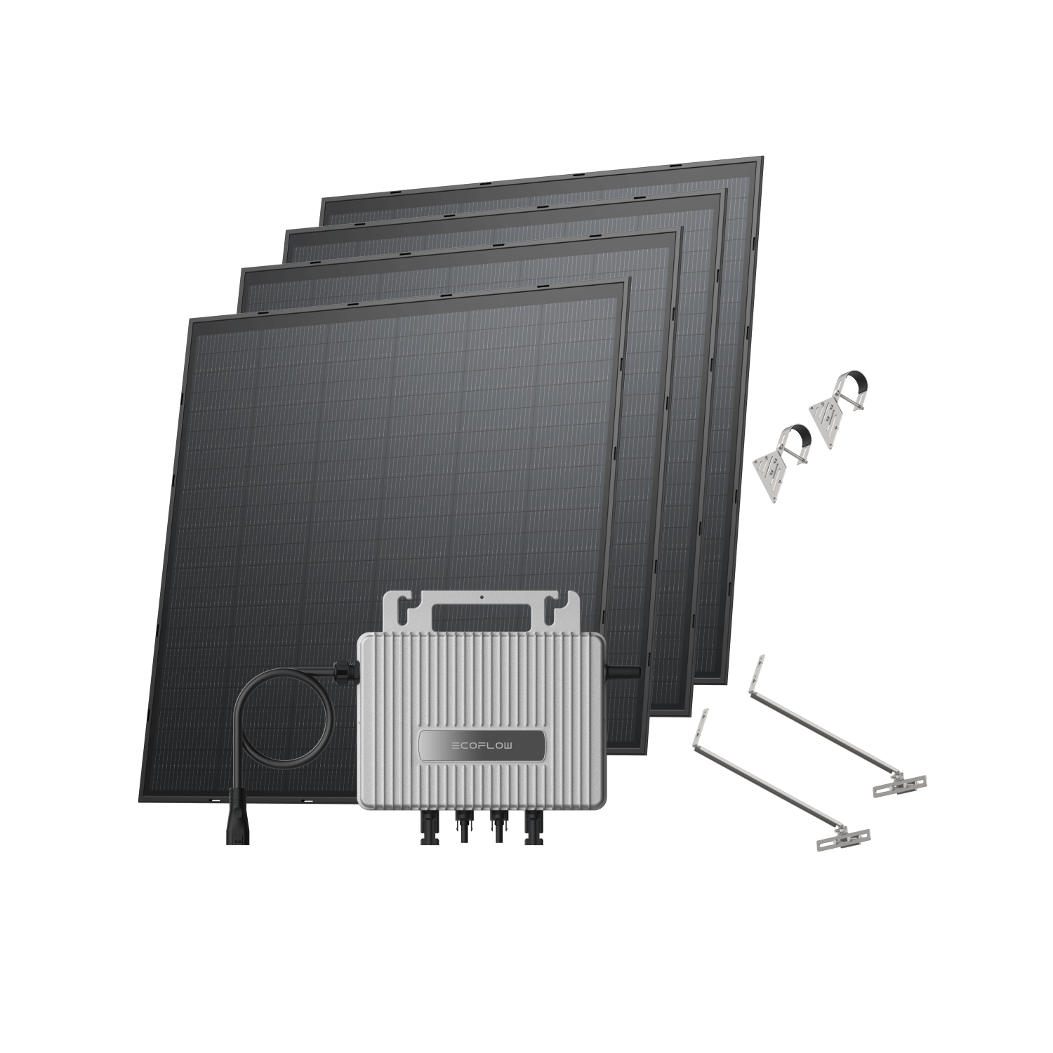 EcoFlow STREAM Balcony Kit Lattice Balcony / (1000Wp) 4 × 250W Rigid Solar Panel + STREAM Microinverter / Bracket: Lightweight