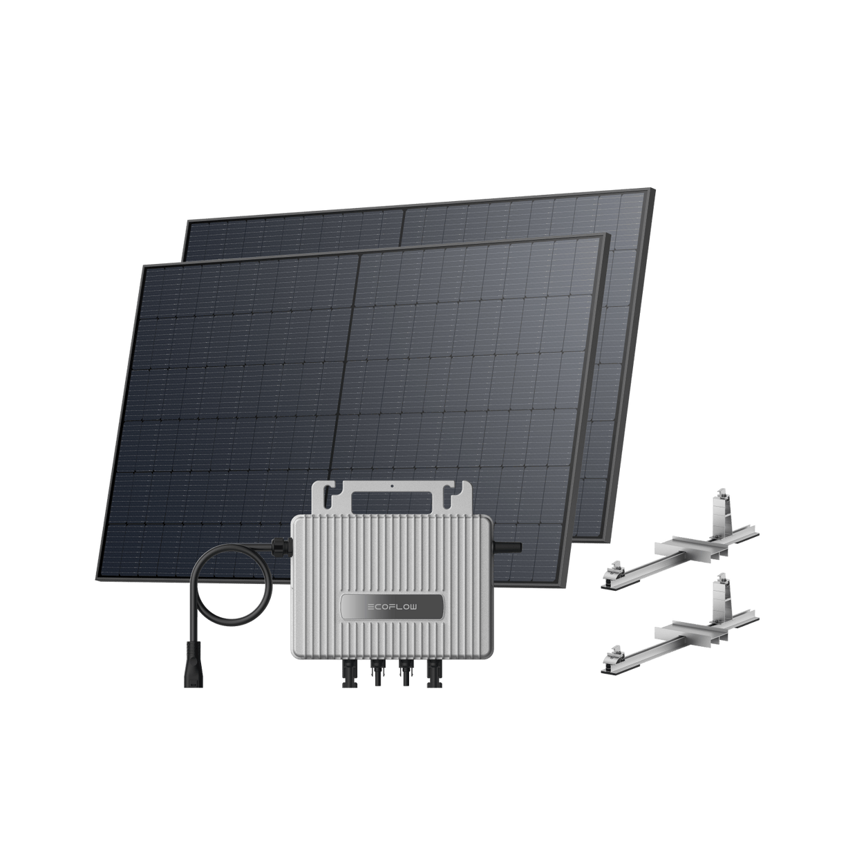 EcoFlow STREAM Garden/Ground Kit (1040Wp) 2 × 520W Rigid Solar Panel + STREAM Microinverter / Bracket: Flat Round