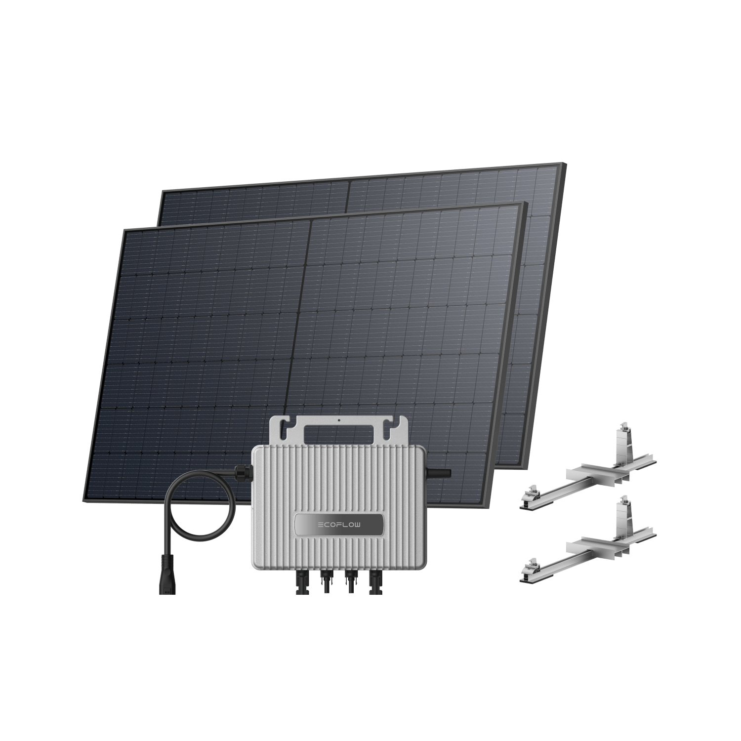 EcoFlow STREAM Garden/Ground Kit (1040Wp) 2 × 520W Rigid Solar Panel + STREAM Microinverter / Bracket: Flat Round
