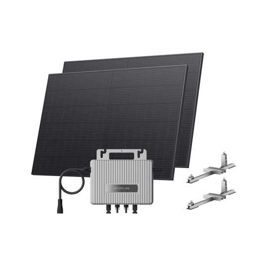 EcoFlow STREAM Garden/Ground Kit (800Wp) 2 × 400W Rigid Solar Panel + STREAM Microinverter / Bracket: Flat Round